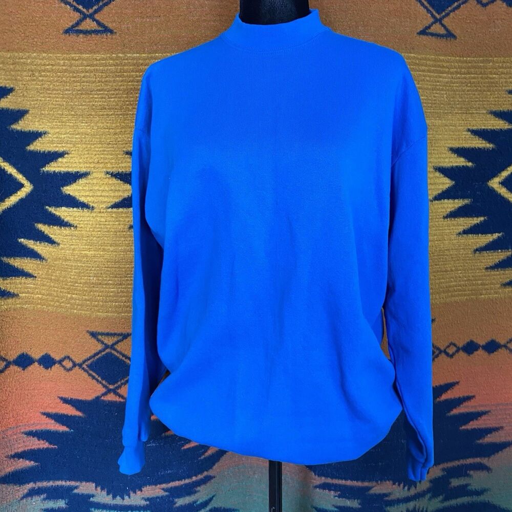 Vintage 1990’s NWOT Tultex Royal Blue Pullover Sweater. Large. Unisex.